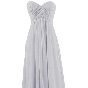 Strapless light gray bridesmaid dress